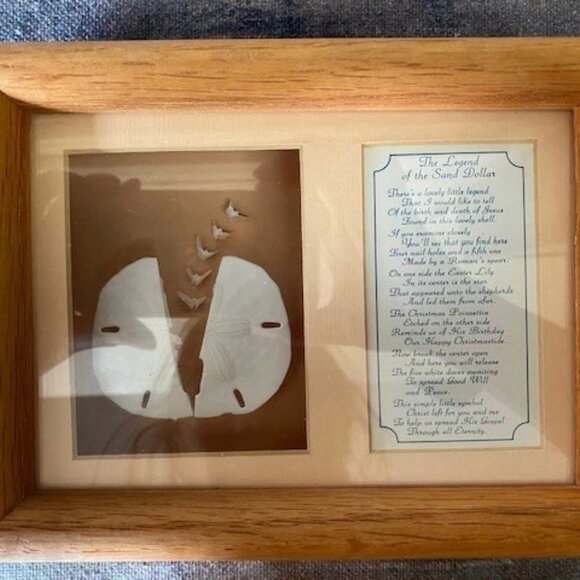 Vintage Legend Of The Sand Dollar Shadow Box Frame SandDollar Shells Christian - Picture 1 of 3